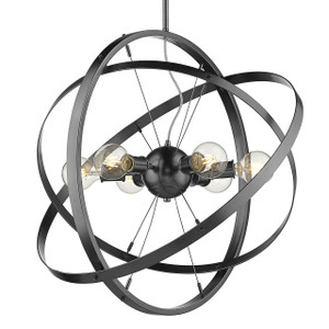 Atom 6 Light Chandelier in Brushed Steel (7936-6 BS-BS-BS)