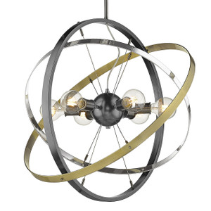 Atom 6 Light Chandelier in Brushed Steel (7936-6 BS-CH-AB)