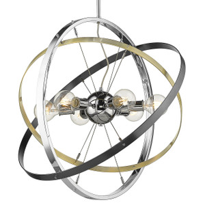 Atom 6 Light Chandelier in Chrome (7936-6 CH-AB-BS)