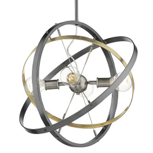 Atom 4 Light Chandelier in Brushed Steel (7936-4 BS-AB-BS)