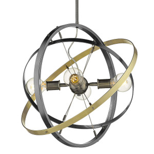 Atom 4 Light Chandelier in Brushed Steel (7936-4 BS-BS-AB)