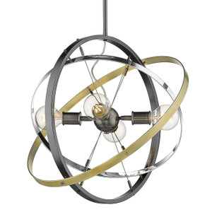 Atom 4 Light Chandelier in Brushed Steel (7936-4 BS-CH-AB)