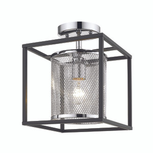 1 Light Semi-Flush (with outer cage) (2245-1SF CH-BLK)
