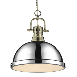 Duncan 1-Light Pendant with Chain in Aged Brass with Chrome (3602-L AB-CH) Duncan 1-Light Pendant with Chain in Aged Brass with Chrome (3602-L AB-CH)