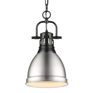 Duncan Small Pendant with Chain in Matte Black with Pewter (3602-S BLK-PW) Duncan Small Pendant with Chain in Matte Black with Pewter (3602-S BLK-PW)