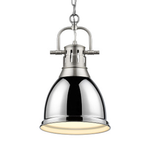 Duncan Small Pendant with Chain in Pewter with Chrome (3602-S PW-CH) Duncan Small Pendant with Chain in Pewter with Chrome (3602-S PW-CH)