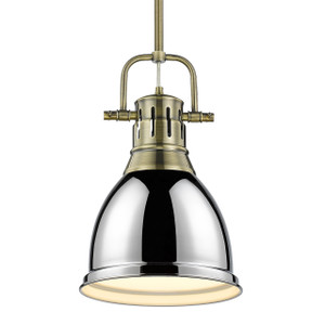 Duncan Small Pendant with Rod in Aged Brass with Chrome (3604-S AB-CH) Duncan Small Pendant with Rod in Aged Brass with Chrome (3604-S AB-CH)