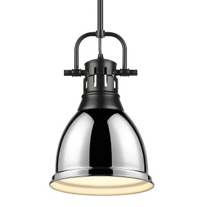 Duncan Small Pendant with Rod in Matte Black with Chrome (3604-S BLK-CH) Duncan Small Pendant with Rod in Matte Black with Chrome (3604-S BLK-CH)