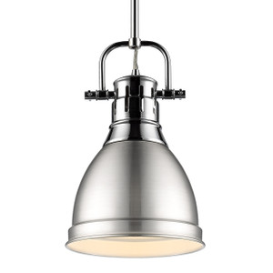 Duncan Small Pendant with Rod in Chrome with Pewter (3604-S CH-PW)