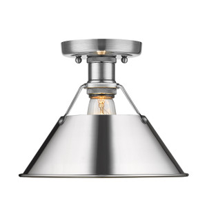 Orwell 1-Light Flush Mount in Pewter with Chrome (3306-FM PW-CH)