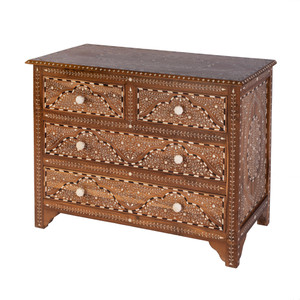 Rashmi 40 in W Rectangular Teak & Bone In-Lay 4 Drawer Accent Chest, Brown (5964338)