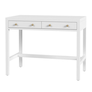 Nora 40 in W Rectangular Wood 2 Drawer Writing Desk, White (5849477)