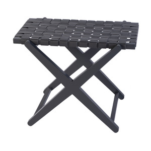 Cipriani 24 in W Rectangular Leather & Wood Luggage Rack, Gray (1186266)