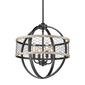 Roost 4 Light Chandelier in Matte Black (3170-4P BLK-CW)
