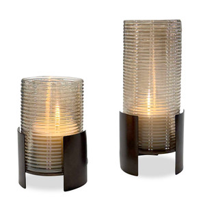Fluted Fire Cylinder Candleholders Set/2 (18312)