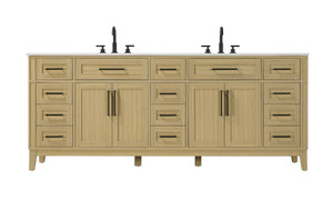 84 inch Double Bathroom Vanity in Honey Brown (VF82584DMHB)