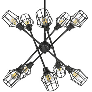 Axel 10 Light Chandelier (with shades) in Matte Black (1945-10 BLK-WIRE-BLK)