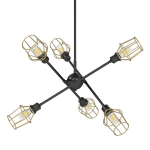 Axel 6 Light Chandelier (with shades) in Matte Black (1945-6 BLK-WIRE-OG)