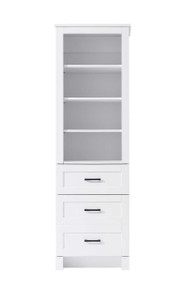 20 Inch Bath Storage Glass Cabinet  in White (SC280220WH)
