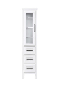 16 Inch Bath Storage Glass Cabinet in White (SC295C16WH)