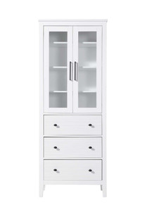 28 Inch Bath Storage Glass Cabinet in White (SC296C28WH)