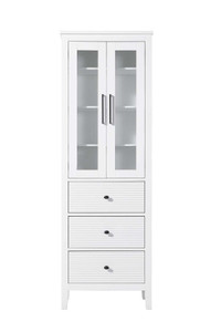 24 Inch Bath Storage Glass Cabinet in White (SC296C24WH)