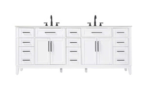 84 inch Double Bathroom Vanity in White (VF82584DWH)