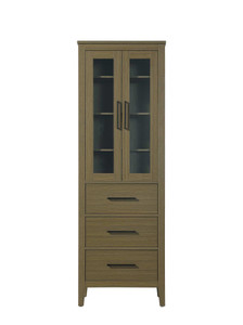 24 Inch Bath Storage Glass Cabinet in Chestnut Brown (SC293C24MCB)