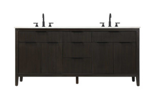 72 inch Double Bathroom Vanity in Chocolate Oak (VF29872DCO)