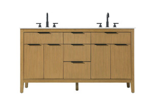 60 inch Double Bathroom Vanity in Honey Teak (VF29860DHT)