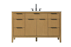 54 inch Single Bathroom Vanity in Honey Teak (VF29854HT)