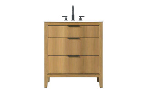 30 inch Single Bathroom Vanity in Honey Teak (VF29830HT)