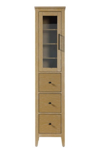 16 Inch Bath Storage Glass Cabinet in Linen Oak (SC296C16LO)