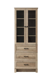24 Inch Bath Storage Glass Cabinet  in Natural Oak (SC280324NT)