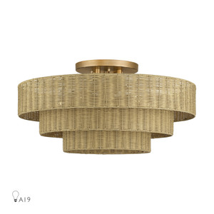 Weavington 5 Light Antique Gold Leaf Extra Large Semi-Flush (60599-48)
