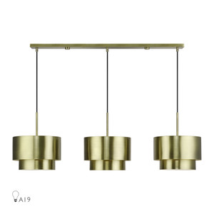 Zolana 3 Light Antique Brass Extra Large Linear Chandelier (40053-01)
