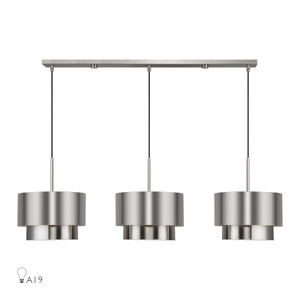 Zolana 3 Light Brushed Nickel Extra Large Linear Chandelier (40053-91)