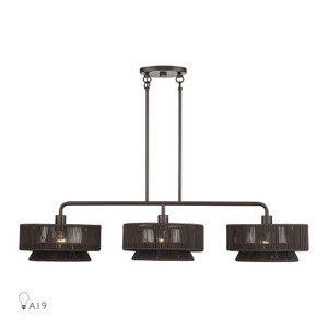 Florell 3 Light English Bronze Extra Large Linear Chandelier (49143-92)