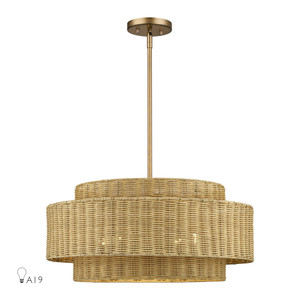 Weavington 5 Light Antique Gold Leaf Pendant Chandelier (60039-48)