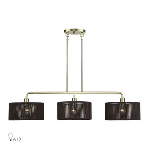 Acordia 3 Light Antique Brass Extra Large Linear Chandelier (49129-01)