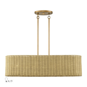 Weavington 4 Light Antique Gold Leaf Large Linear Chandelier (60587-48)