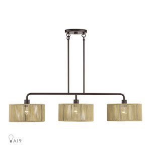 Goldiemesh 3 Light English Bronze Extra Large Linear Chandelier (53195-92)