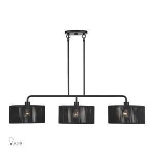 Acordia 3 Light Black Extra Large Linear Chandelier (60233-04)