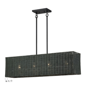 Weavington 4 Light Black Large Linear Chandelier (60553-04)