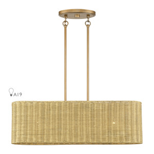 Weavington 3 Light Antique Gold Leaf Medium Linear Chandelier (60586-48)