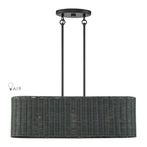 Weavington 3 Light Black Medium Linear Chandelier (60555-04)