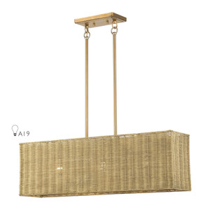 Weavington 3 Light Antique Gold Leaf Medium Linear Chandelier (60582-48)