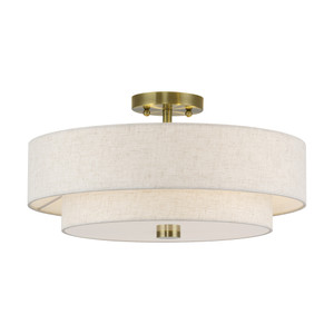 Monroe 4 Light Antique Brass Large Semi-Flush (51085-01)