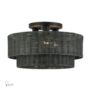 Weavington 3 Light Black Large Semi-Flush (60110-04)