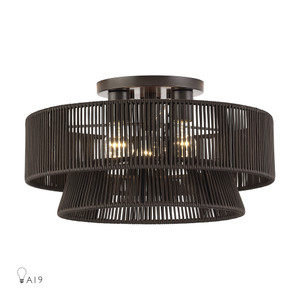 Florell 3 Light English Bronze Large Semi-Flush (49147-92)
